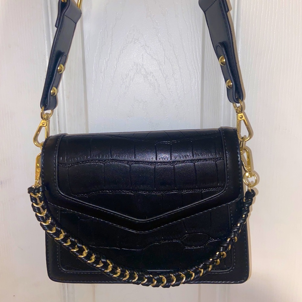 Brand new Croc Leather crossbody bag with chain detail and envelope closure
